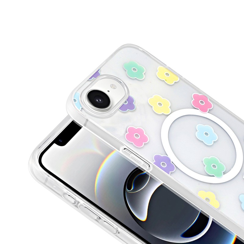 Apple iPhone 16E Kılıf M-Safe Şarj Özellikli Şeffaf Zore Folk Sert Kapak - 12