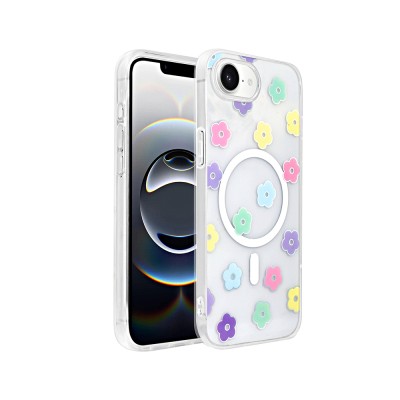 Apple iPhone 16E Kılıf M-Safe Şarj Özellikli Şeffaf Zore Folk Sert Kapak - 2