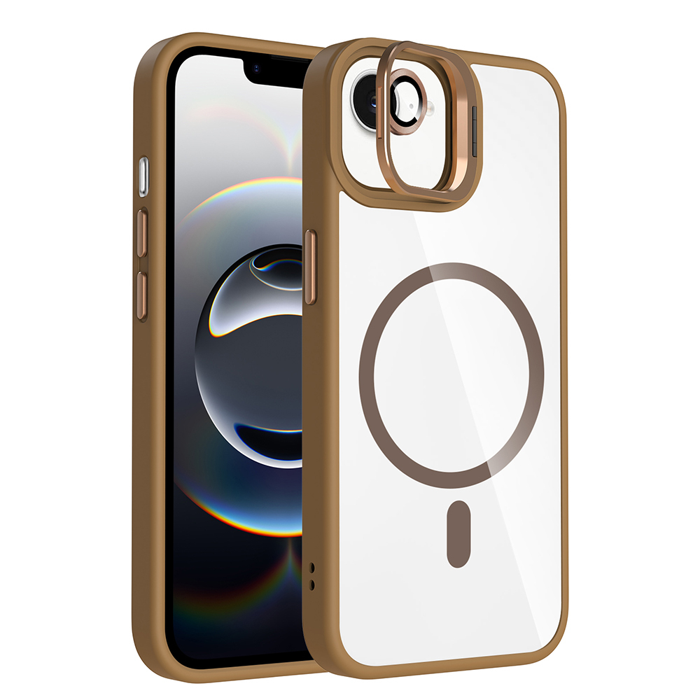 iPhone 16E Kılıf Standlı ve Kamera Lens Hediyeli M-Safe Şarj Özellikli NXXA Etro Kapak - Desert Tita