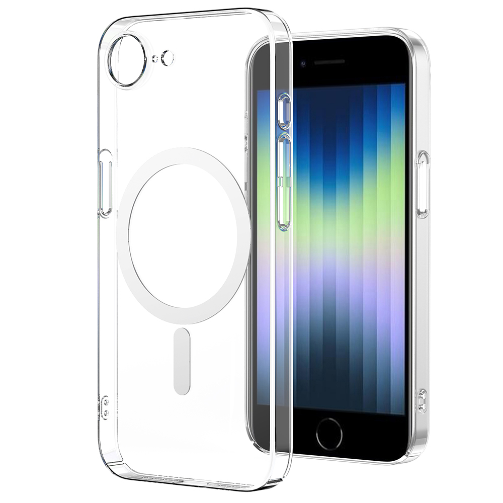 Apple iPhone 16E Kılıf Zore M-safe Şarj Özellikli Şeffaf Kamera Çerçeveli Porto Kapak - Şeffaf