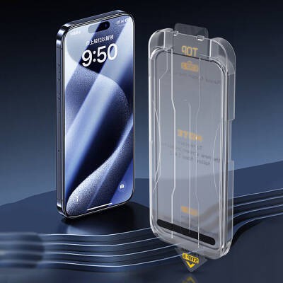 Apple iPhone 16e Wiwu SQ-008 Oleophobic Easy Install resistant-resistant Tempered glass screen saver + easy application apparatus - 7