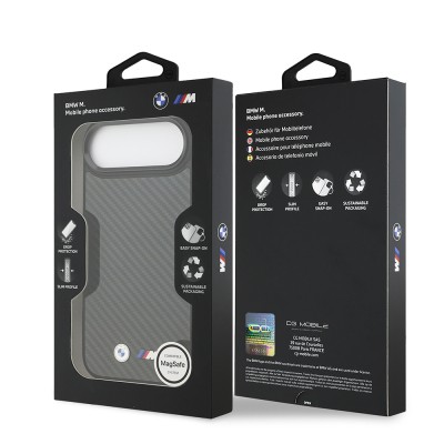 Apple iPhone 17 Air Case, BMW Original Licensed M-safe Charging Enabled Carbon Fiber Metal Logo Cover - 9