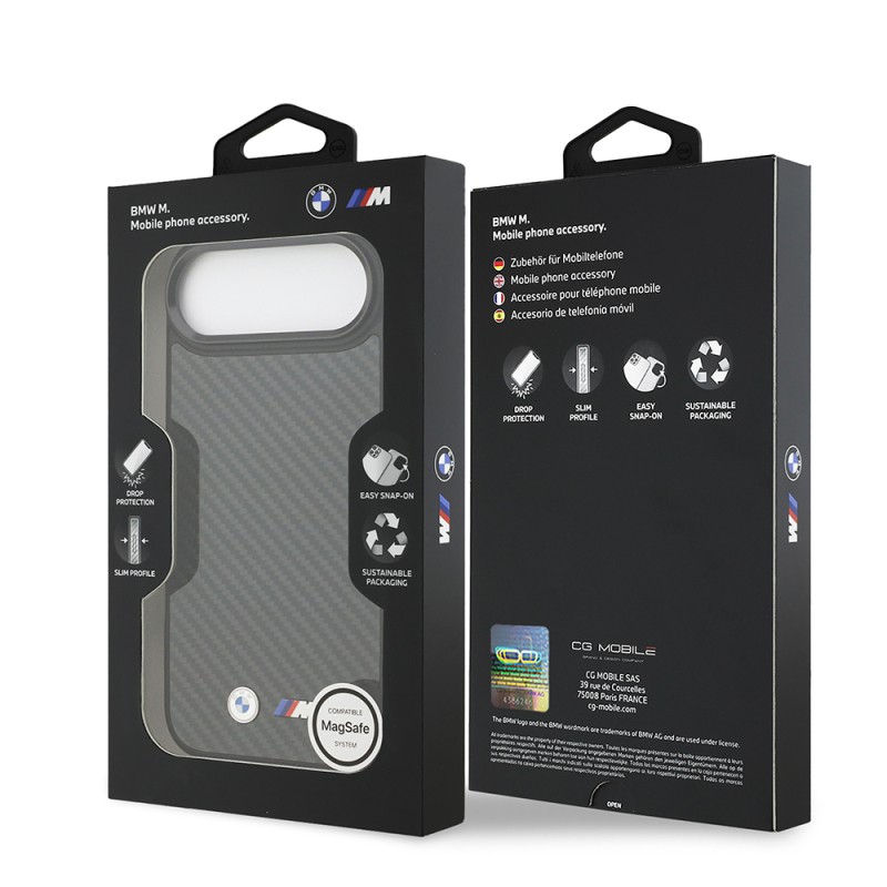 Apple iPhone 17 Air Case, BMW Original Licensed M-safe Charging Enabled Carbon Fiber Metal Logo Cover - 9