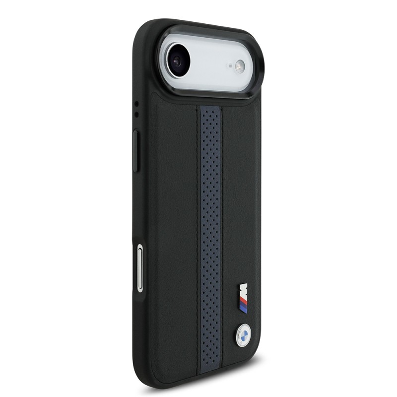 Apple iPhone 17 Air Case BMW Original Licensed M-safe Charging Feature Leather Back Surface Metal Logo Perforated Strip Design Cover - 19