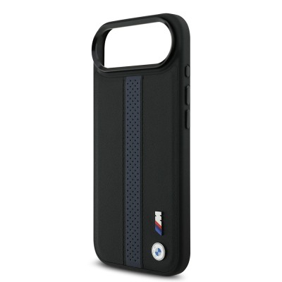 Apple iPhone 17 Air Case BMW Original Licensed M-safe Charging Feature Leather Back Surface Metal Logo Perforated Strip Design Cover - 21