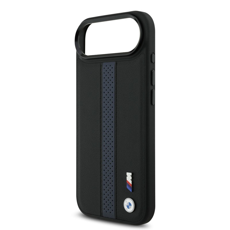Apple iPhone 17 Air Case BMW Original Licensed M-safe Charging Feature Leather Back Surface Metal Logo Perforated Strip Design Cover - 21