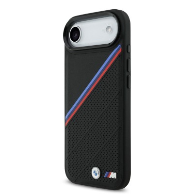 Apple iPhone 17 Air Case BMW Original Licensed M-Safe Charging Feature M Logo Three Stripe Perforated Leather Cover - 4