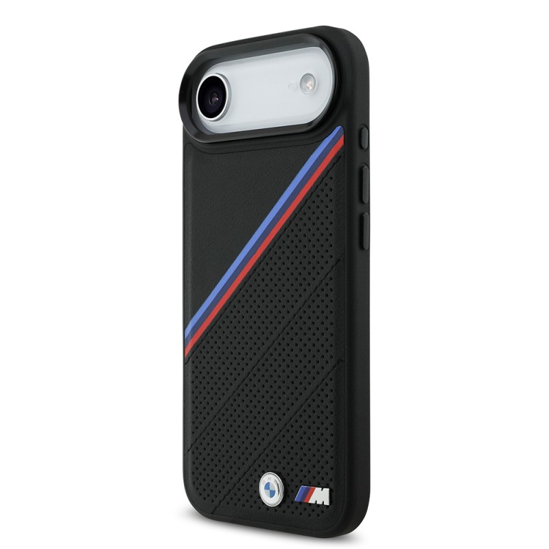 Apple iPhone 17 Air Case BMW Original Licensed M-Safe Charging Feature M Logo Three Stripe Perforated Leather Cover - 4
