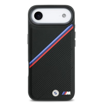 Apple iPhone 17 Air Case BMW Original Licensed M-Safe Charging Feature M Logo Three Stripe Perforated Leather Cover - 5