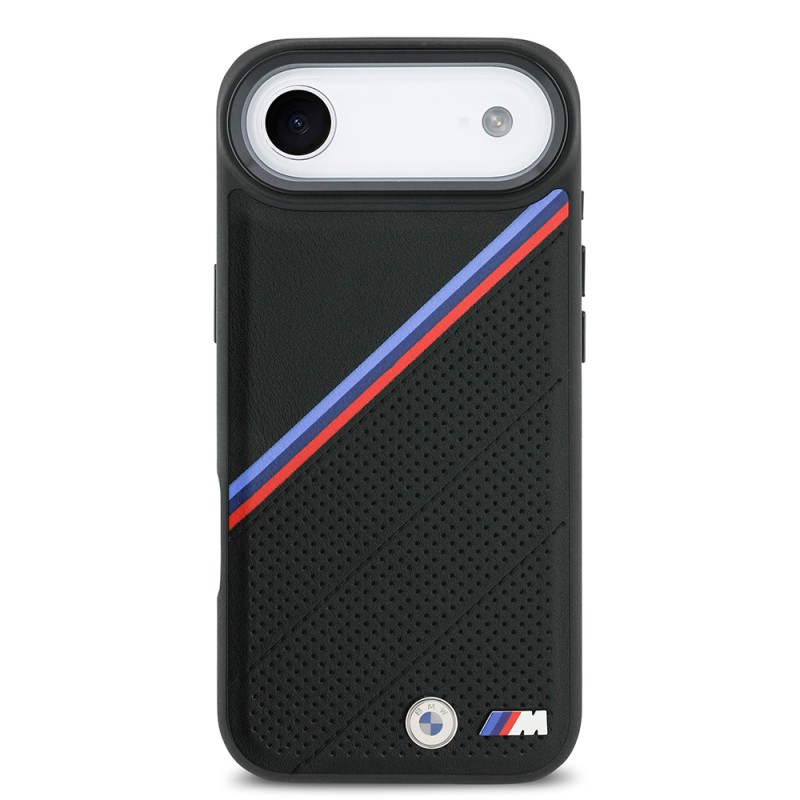 Apple iPhone 17 Air Case BMW Original Licensed M-Safe Charging Feature M Logo Three Stripe Perforated Leather Cover - 5