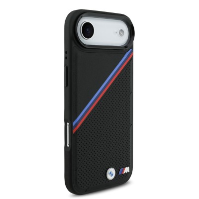 Apple iPhone 17 Air Case BMW Original Licensed M-Safe Charging Feature M Logo Three Stripe Perforated Leather Cover - 6