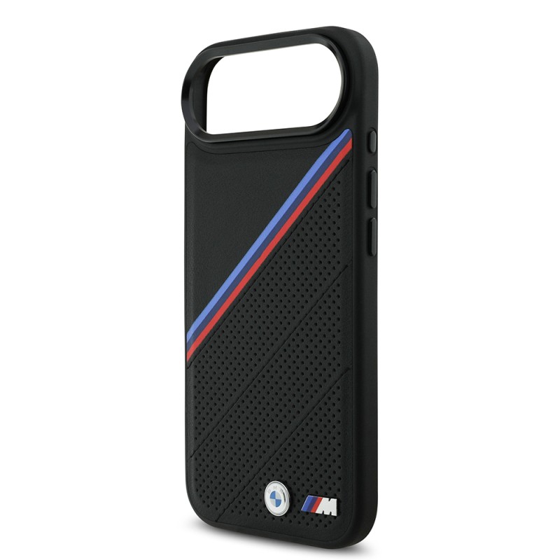 Apple iPhone 17 Air Case BMW Original Licensed M-Safe Charging Feature M Logo Three Stripe Perforated Leather Cover - 8