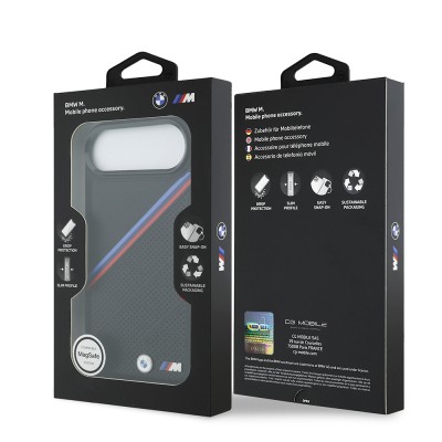 Apple iPhone 17 Air Case BMW Original Licensed M-Safe Charging Feature M Logo Three Stripe Perforated Leather Cover - 16