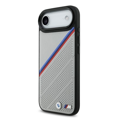 Apple iPhone 17 Air Case BMW Original Licensed M-Safe Charging Feature M Logo Three Stripe Perforated Leather Cover - 10