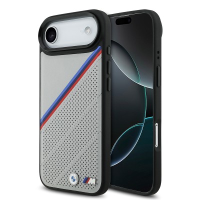 Apple iPhone 17 Air Case BMW Original Licensed M-Safe Charging Feature M Logo Three Stripe Perforated Leather Cover - 3