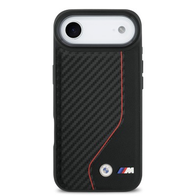 Apple iPhone 17 Air Case BMW Original Licensed M-Safe Charging Feature Metal BMW and M Logo PU Carbon Design Cover - 4