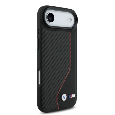 Apple iPhone 17 Air Case BMW Original Licensed M-Safe Charging Feature Metal BMW and M Logo PU Carbon Design Cover - 5