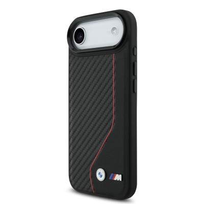 Apple iPhone 17 Air Case BMW Original Licensed M-Safe Charging Feature Metal BMW and M Logo PU Carbon Design Cover - 9