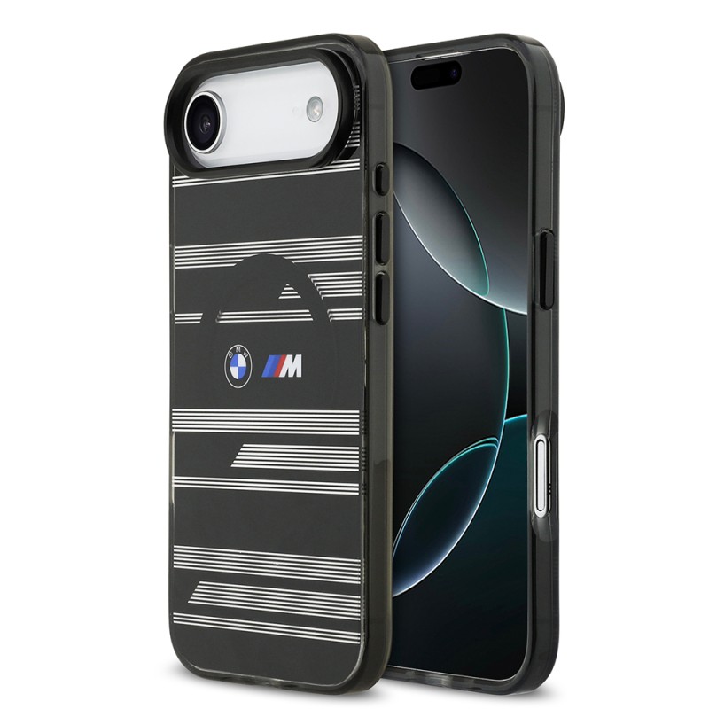 Apple iPhone 17 Air Case BMW Original Licensed M-Safe Charging Feature Metal Camera Button Horizontal Stripe M Design Cover - 3
