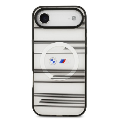 Apple iPhone 17 Air Case BMW Original Licensed M-Safe Charging Feature Metal Camera Button Horizontal Stripe M Design Cover - 5