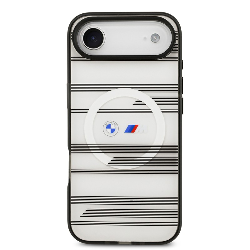 Apple iPhone 17 Air Case BMW Original Licensed M-Safe Charging Feature Metal Camera Button Horizontal Stripe M Design Cover - 5