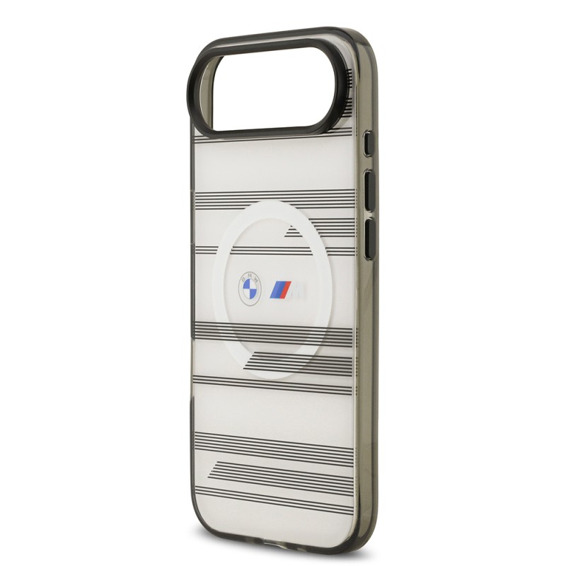 Apple iPhone 17 Air Case BMW Original Licensed M-Safe Charging Feature Metal Camera Button Horizontal Stripe M Design Cover - 7