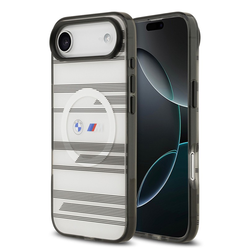 Apple iPhone 17 Air Case BMW Original Licensed M-Safe Charging Feature Metal Camera Button Horizontal Stripe M Design Cover - 2