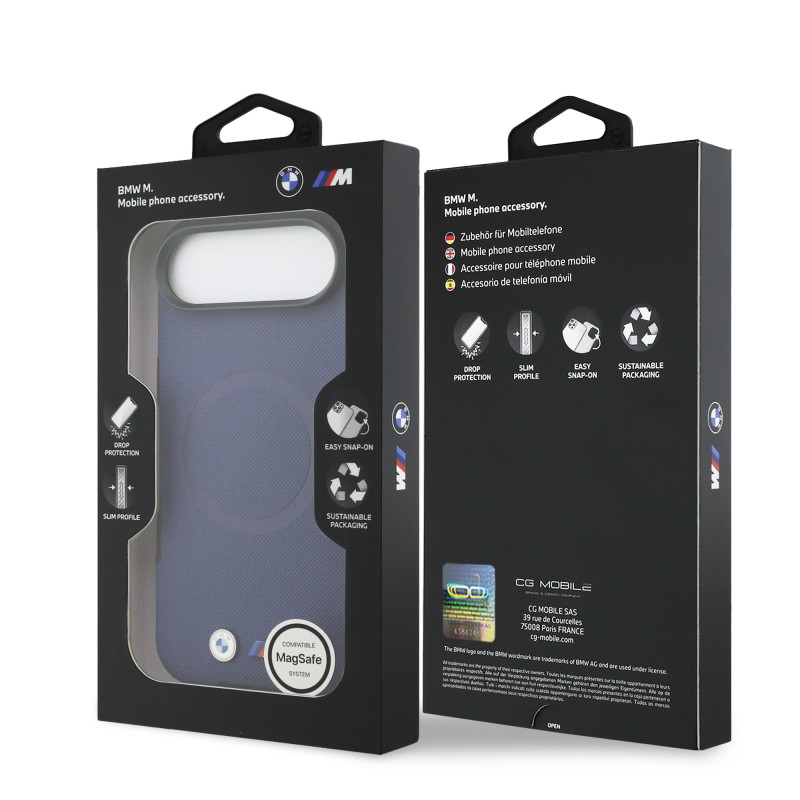 Apple iPhone 17 Air Case BMW Original Licensed M-Safe Charging Feature Metal Logo Perforated M Design Leather Cover - 40