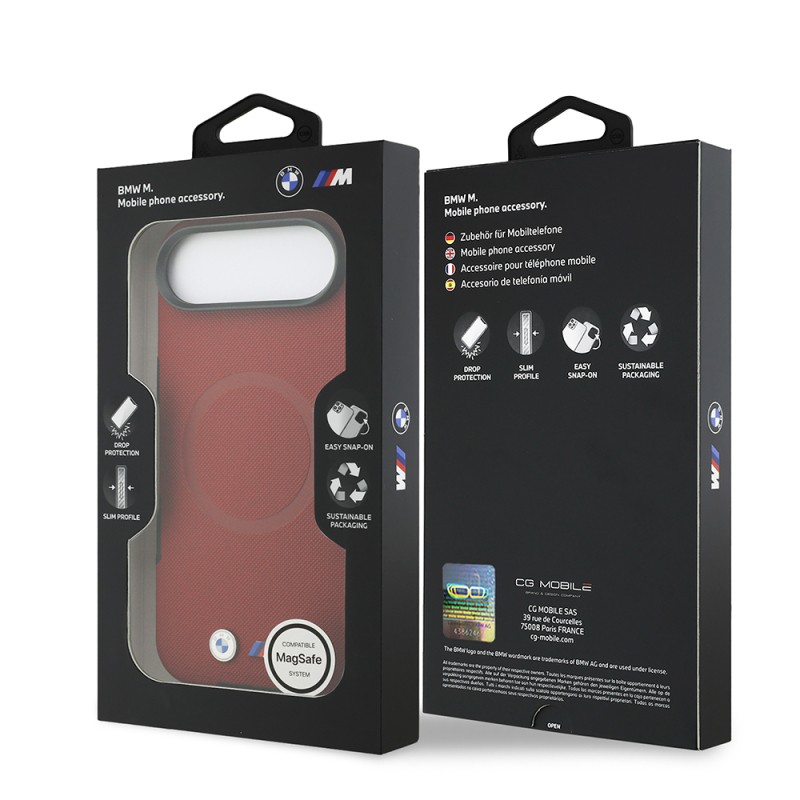 Apple iPhone 17 Air Case BMW Original Licensed M-Safe Charging Feature Metal Logo Perforated M Design Leather Cover - 41