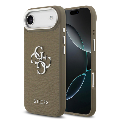 Apple iPhone 17 Air Case Guess Original Licensed Grained 4G Metal Large Logo Cover - Guess