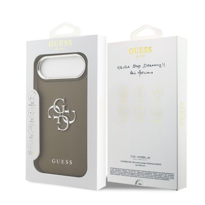 Apple iPhone 17 Air Case Guess Original Licensed Grained 4G Metal Large Logo Cover - 9