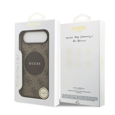 Apple iPhone 17 Air Case Guess Original Licensed M-safe Charging Feature Circle Classic Cover Text Logo - 23