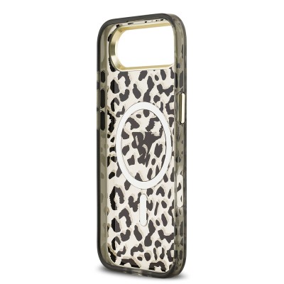 Apple iPhone 17 Air Case Guess Original Licensed M-Safe Charging Feature Triangle Logo Glitter Leopard Pattern Cover - 15