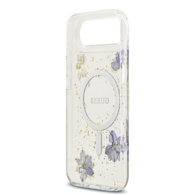 Apple iPhone 17 Air Case Guess Original Licensed M-safe Charging Transparent Resin Flowers Cover - 9