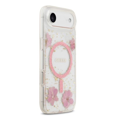 Apple iPhone 17 Air Case Guess Original Licensed M-safe Charging Transparent Resin Flowers Cover - 12