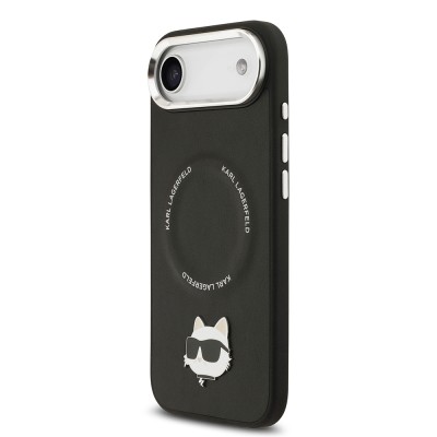 Apple iPhone 17 Air Case Karl Lagerfeld Original Licensed M-Safe Charging Feature Metal Camera and Button Design Choupette PU Leather Cover - 3