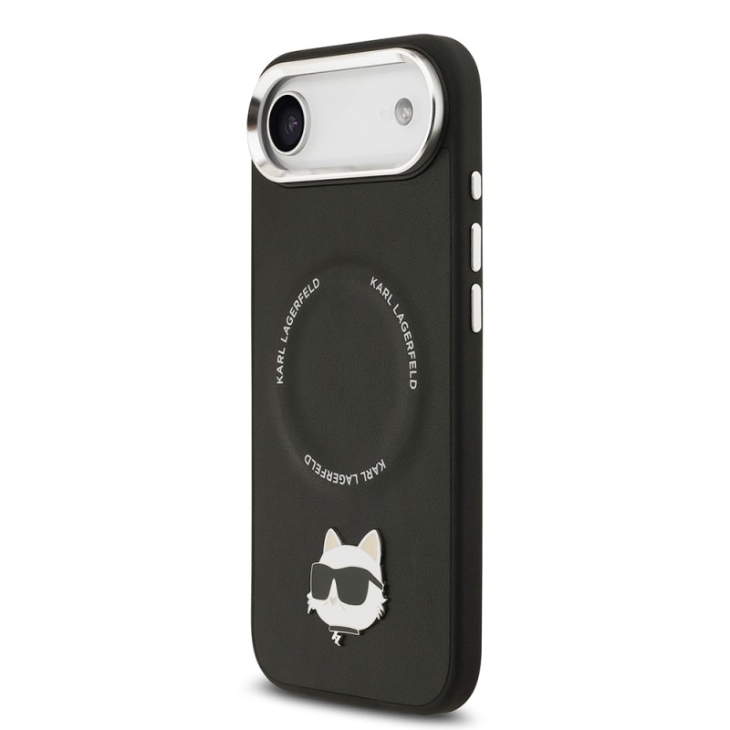 Apple iPhone 17 Air Case Karl Lagerfeld Original Licensed M-Safe Charging Feature Metal Camera and Button Design Choupette PU Leather Cover - 3