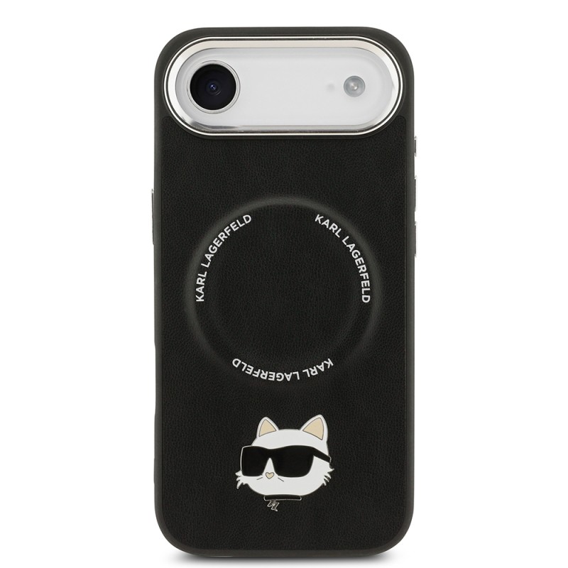 Apple iPhone 17 Air Case Karl Lagerfeld Original Licensed M-Safe Charging Feature Metal Camera and Button Design Choupette PU Leather Cover - 4