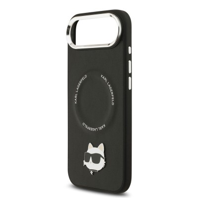 Apple iPhone 17 Air Case Karl Lagerfeld Original Licensed M-Safe Charging Feature Metal Camera and Button Design Choupette PU Leather Cover - 7