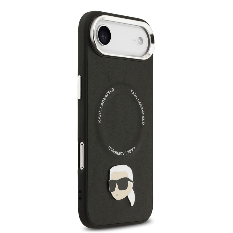 Apple iPhone 17 Air Case Karl Lagerfeld Original Licensed M-Safe Charging Feature Metal Camera and Button Design Karl PU Leather Cover - 5
