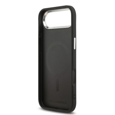 Apple iPhone 17 Air Case Karl Lagerfeld Original Licensed M-Safe Charging Feature Metal Camera and Button Design Karl PU Leather Cover - 8