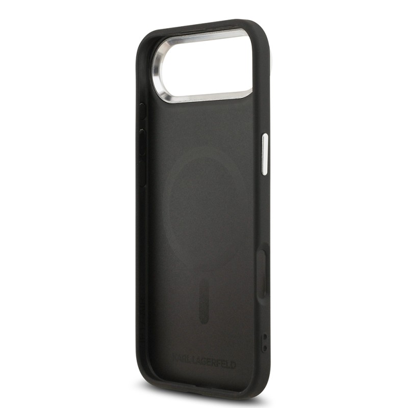 Apple iPhone 17 Air Case Karl Lagerfeld Original Licensed M-Safe Charging Feature Metal Camera and Button Design Karl PU Leather Cover - 8