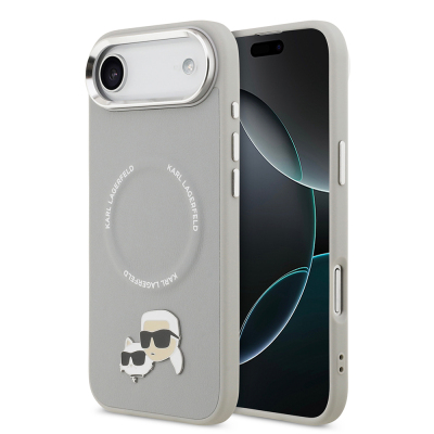 Apple iPhone 17 Air Case Karl Lagerfeld Original Licensed M-Safe Charging Feature Metal Camera and Button Design K&C PU Leather Cover - Karl Lagerfeld