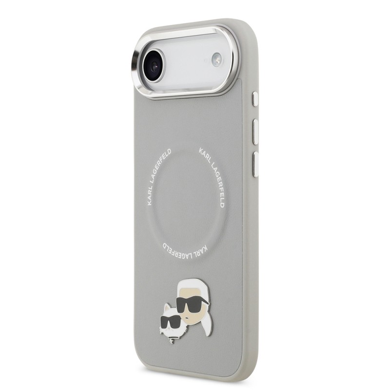 Apple iPhone 17 Air Case Karl Lagerfeld Original Licensed M-Safe Charging Feature Metal Camera and Button Design K&C PU Leather Cover - 5