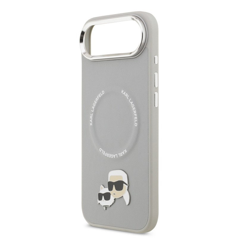 Apple iPhone 17 Air Case Karl Lagerfeld Original Licensed M-Safe Charging Feature Metal Camera and Button Design K&C PU Leather Cover - 9