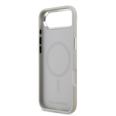 Apple iPhone 17 Air Case Karl Lagerfeld Original Licensed M-Safe Charging Feature Metal Camera and Button Design K&C PU Leather Cover - 10