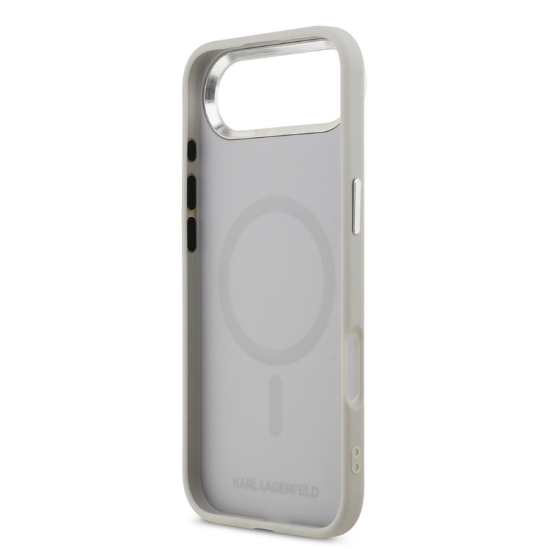 Apple iPhone 17 Air Case Karl Lagerfeld Original Licensed M-Safe Charging Feature Metal Camera and Button Design K&C PU Leather Cover - 10