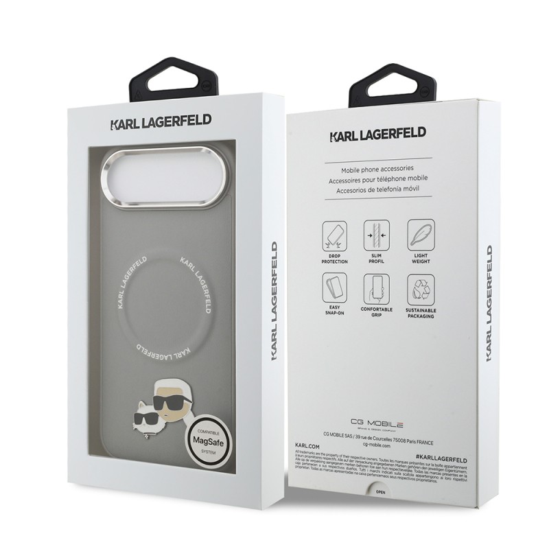 Apple iPhone 17 Air Case Karl Lagerfeld Original Licensed M-Safe Charging Feature Metal Camera and Button Design K&C PU Leather Cover - 23