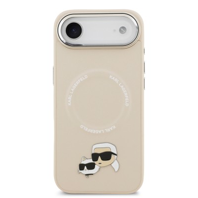 Apple iPhone 17 Air Case Karl Lagerfeld Original Licensed M-Safe Charging Feature Metal Camera and Button Design K&C PU Leather Cover - 12