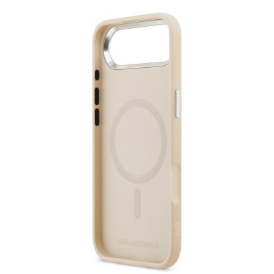 Apple iPhone 17 Air Case Karl Lagerfeld Original Licensed M-Safe Charging Feature Metal Camera and Button Design K&C PU Leather Cover - 16